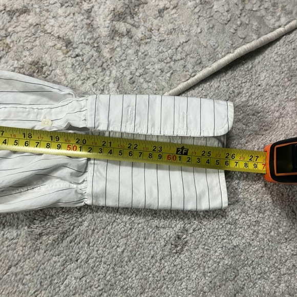 Saks Fifth Avenue Mens White Striped Cotton Broadcloth Dress Shirt 16-33 Vintage - Picture 10 of 13